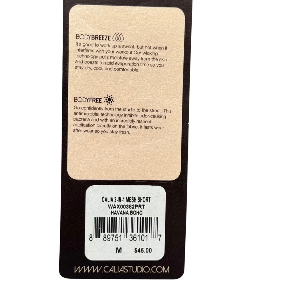 NWT Calia Carrie Underwood 2-in-1 Mesh Shorts Women Medium Gray Mint Havana Boho - Picture 5 of 11